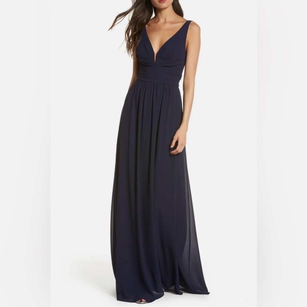 Lulus V-Neck Chiffon Gown